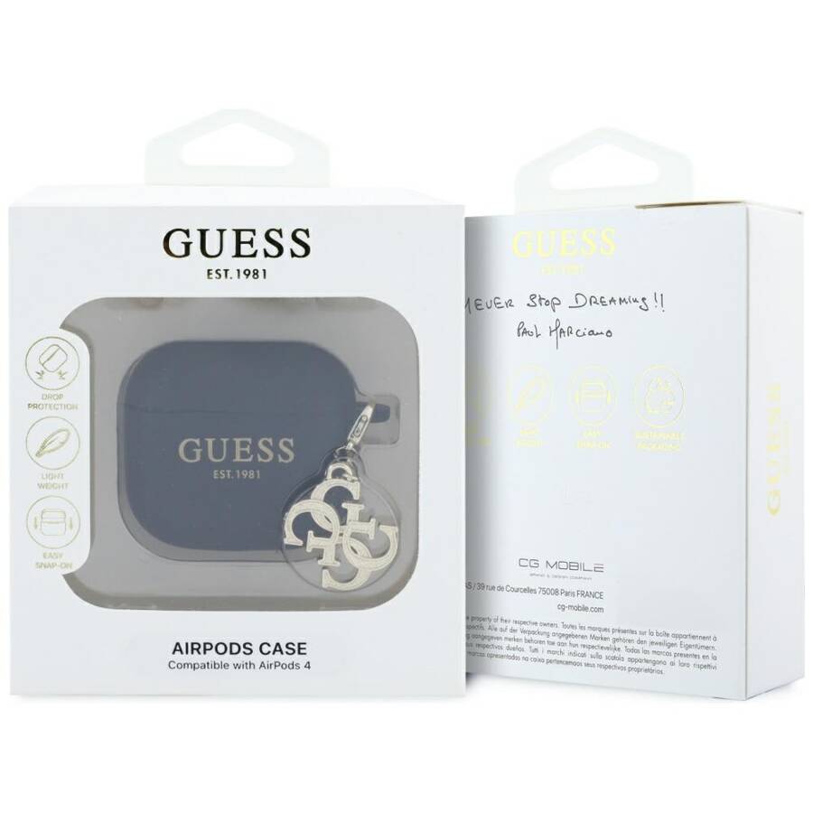 Guess GUA4LECG4K AirPods 4 cover          czarny/black Silicone 4G Charm