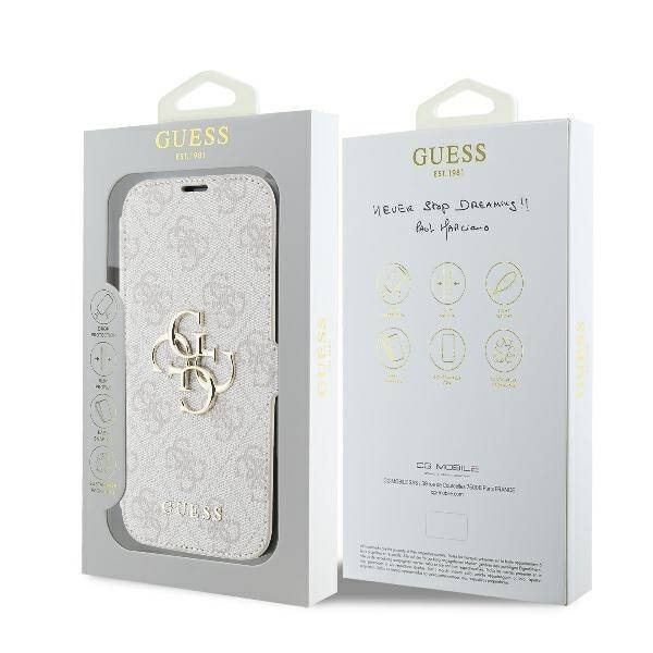 Guess GUBKP16L4GMGPI iPhone 16 Pro 6.3" różowy/pink book 4G Metal Logo