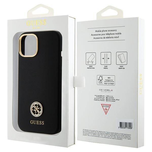 Guess GUHCP15SM4DGPK iPhone 15 / 14 / 13 6.1" czarny/black hardcase Silicone Logo Strass 4G