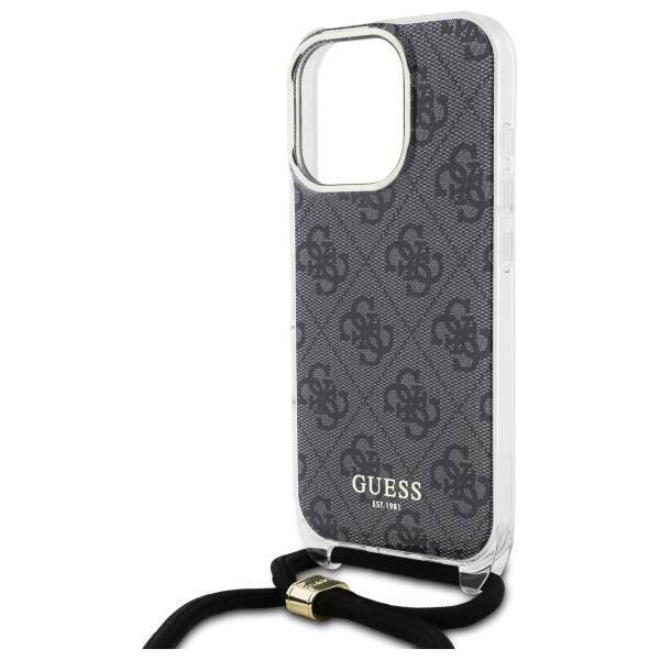 Guess GUHCP16LHC4SEK iPhone 16 Pro 6.3"   czarny/black hardcase Crossbody Cord 4G Print