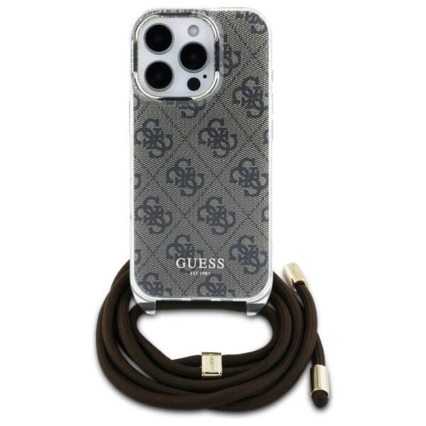 Guess GUHCP16LHC4SEW iPhone 16 Pro 6.3"   brązowy/brown hardcase Crossbody Cord 4G Print