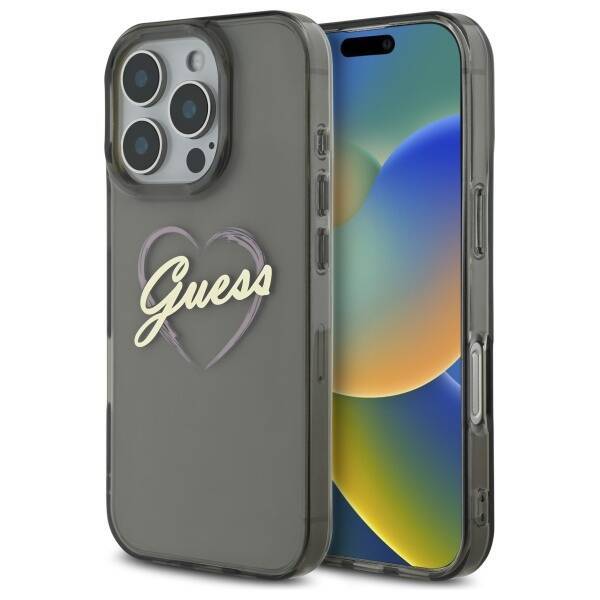 Guess GUHCP16LHCHGSPK iPhone 16 Pro 6.3" czarny/black hardcase IML Heart