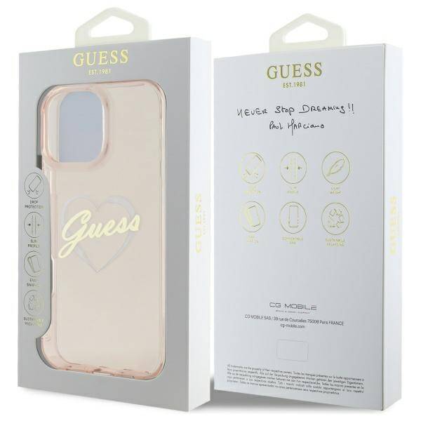 Guess GUHCP16LHCHGSPP iPhone 16 Pro 6.3" różowy/pink hardcase IML Heart