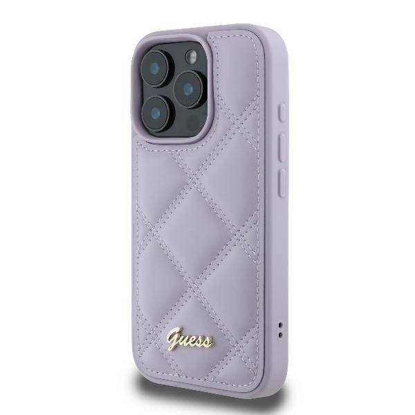 Guess GUHCP16LPSQSQSU iPhone 16 Pro 6.3" jasnofioletowy/light purple hardcase Quilted Metal Logo