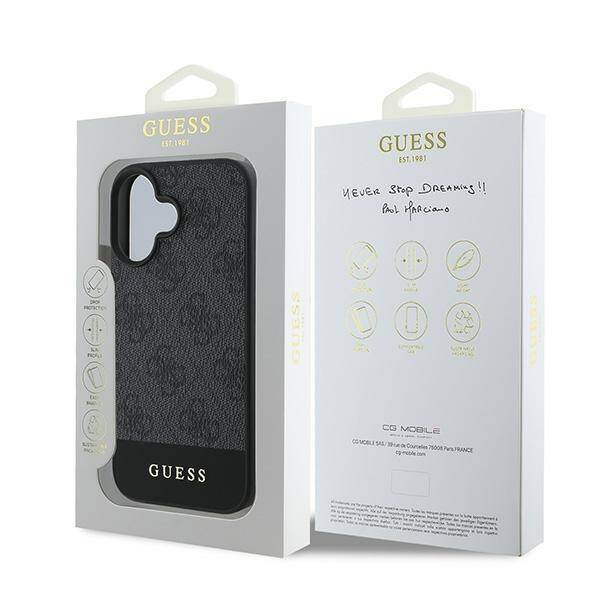 Guess GUHCP16MG4GLGR iPhone 16 Plus szary/grey HC PC/TPU 4G PU Bottom Stripe