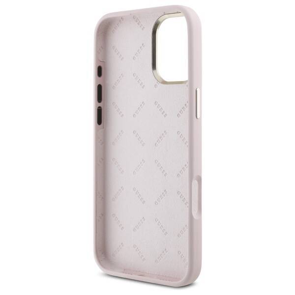 Guess GUHCP16MSMBSLP iPhone 16 Plus 6.7"  różowy/pink hardcase Silicone Script Metal Logo & Frame