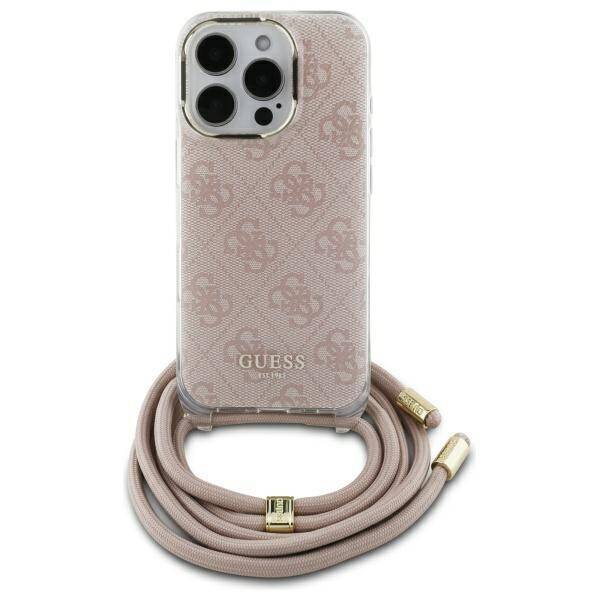 Guess GUHCP16SHC4SEP iPhone 16 6.1"       różowy/pink hardcase Crossbody Cord 4G Print