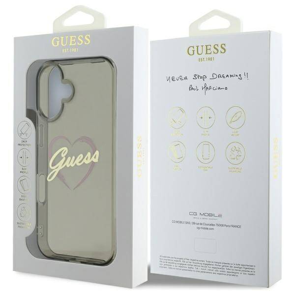 Guess GUHCP16SHCHGSPK iPhone 16 6.1" czarny/black hardcase IML Heart