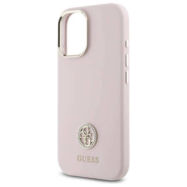 Guess GUHCP16SM4DGPP iPhone 16 6.1"       jasnoróżowy/pink hardcase Silicone Logo Strass 4G