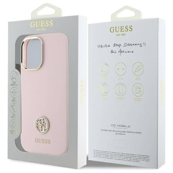 Guess GUHCP16SM4DGPP iPhone 16 6.1"       jasnoróżowy/pink hardcase Silicone Logo Strass 4G