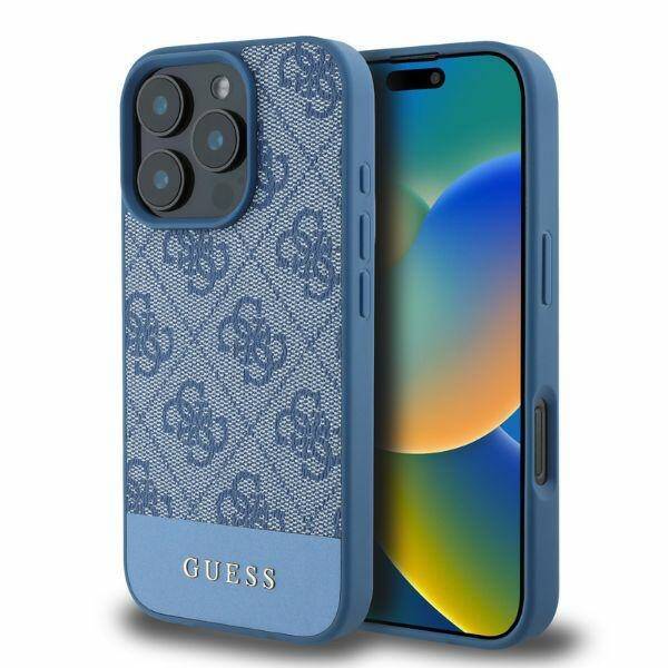 Guess GUHCP16XG4GLBL iPhone 16 Pro Max niebieski/blue HC 4G PU Bottom Stripe