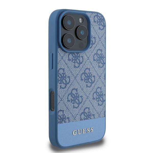 Guess GUHCP16XG4GLBL iPhone 16 Pro Max niebieski/blue HC 4G PU Bottom Stripe