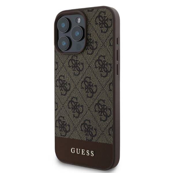 Guess GUHCP16XG4GLBR iPhone 16 Pro Max brązowy/brown HC PC/TPU 4G PU Bottom Stripe