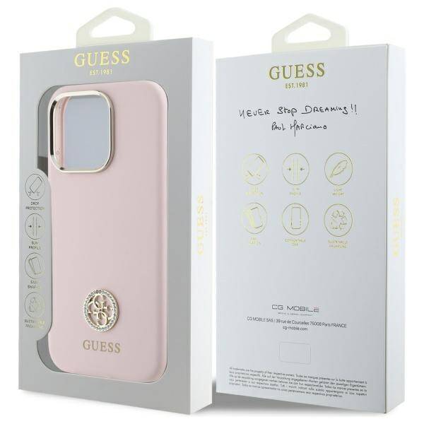 Guess GUHCP16XM4DGPP iPhone 16 Pro Max    6.9" jasnoróżowy/pink hardcase Silicone Logo Strass 4G