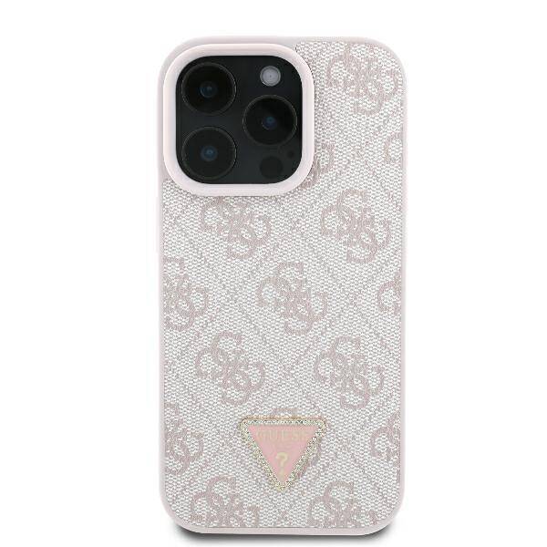 Guess GUHCP16XP4TDSCPP iPhone 16 Pro Max 6.9" różowy/pink hardcase Leather Metal Logo Strass Crossbody