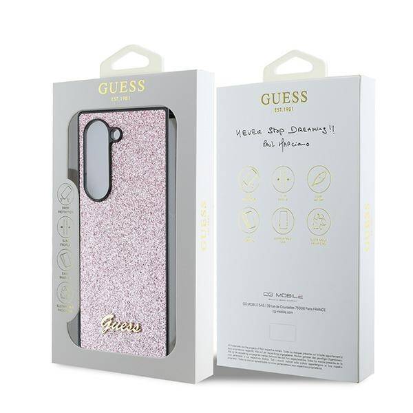 Guess GUHCZFD6HGGSHP Z Fold6 F956 różowy/pink hardcase 4G Glitter Script