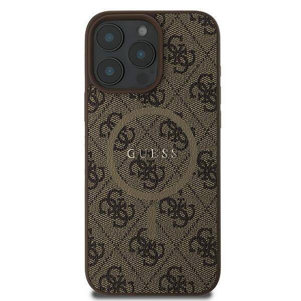 Guess GUHMP16LG4GFRW iPhone 16 Pro brązowy/brown MagSafe PU 4G Ring Classic Logo