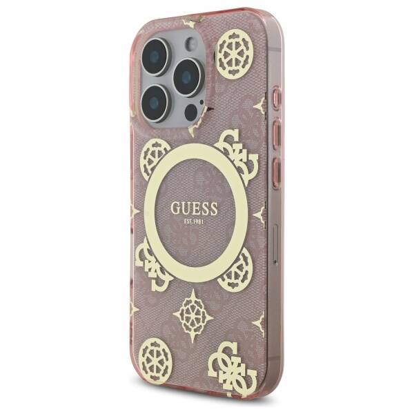 Guess GUHMP16LH4PYEEP iPhone 16 Pro 6.3"  różowy/pink hardcase IML Peony On 4G Background MagSafe