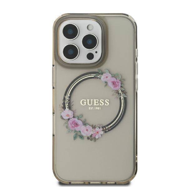 Guess GUHMP16LHFWFCK iPhone 16 Pro 6.3" czarny/black hardcase IML Flowers Wreath MagSafe