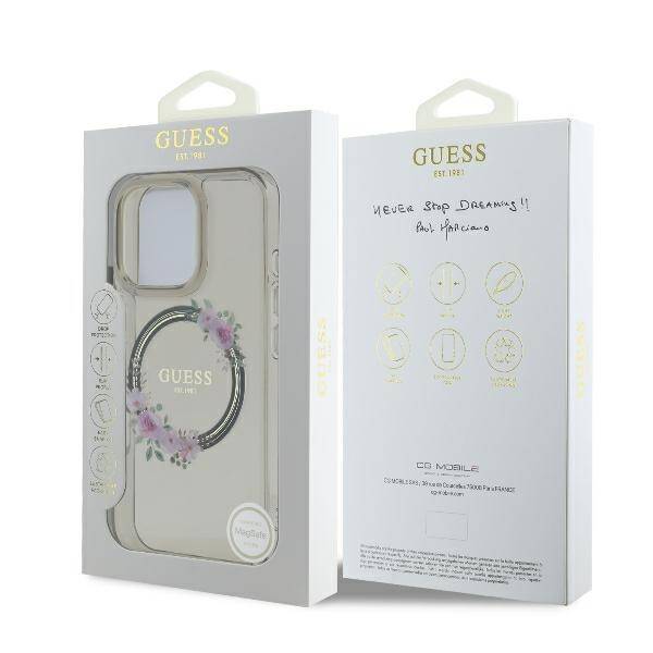 Guess GUHMP16LHFWFCK iPhone 16 Pro 6.3" czarny/black hardcase IML Flowers Wreath MagSafe