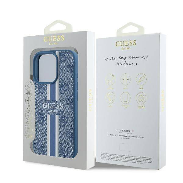 Guess GUHMP16LP4RPSB iPhone 16 Pro 6.3" niebieski/blue hardcase 4G Printed Stripes MagSafe