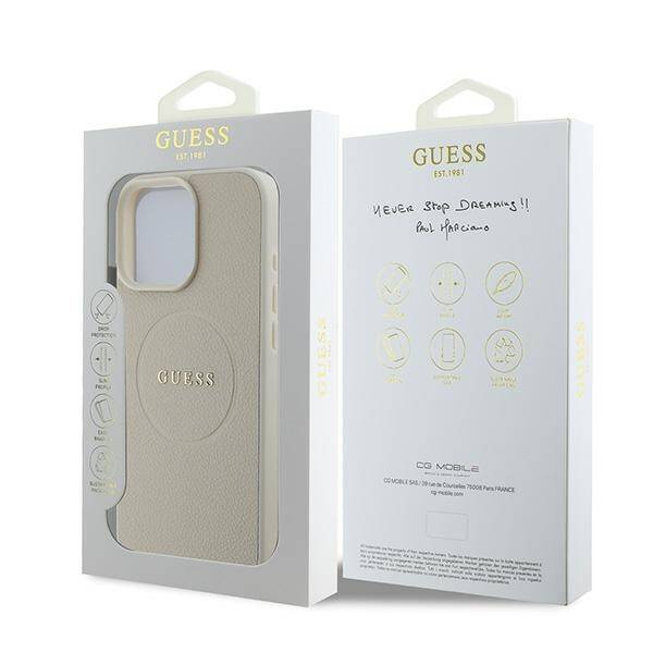 Guess GUHMP16LPGHSMME iPhone 16 Pro 6.3" beżowy/beige hardcase Grained Ring MagSafe