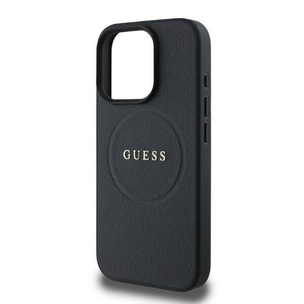 Guess GUHMP16LPGHSMMK iPhone 16 Pro czarny/black MagSafe PU Grained Gold Ring