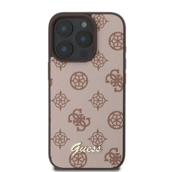 Guess GUHMP16LPGPYSW iPhone 16 Pro brązowy/brown HC MagSafe PU Peony Script