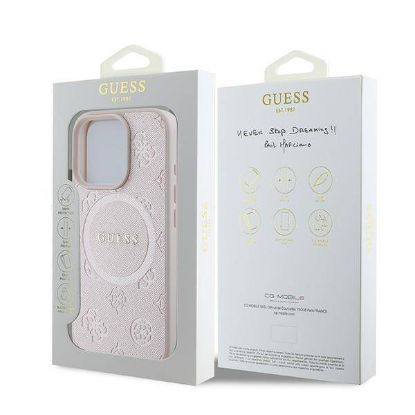 Guess GUHMP16LPSAPSMEP iPhone 16 Pro różowy/pink HC MagSafe Safiano Peony Classic Logo