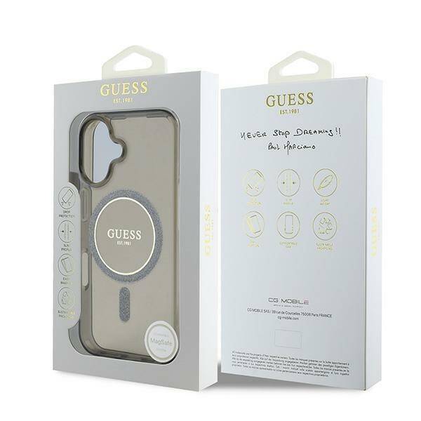 Guess GUHMP16MHFGEREK iPhone 16 Plus      6.7" czarny/black hardcase IML Glitter Circle MagSafe