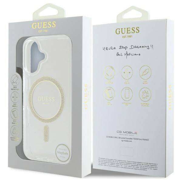 Guess GUHMP16MHFGERET iPhone 16 Plus      6.7" przeźroczysty/transparent hardcase IML Glitter Circle MagSafe