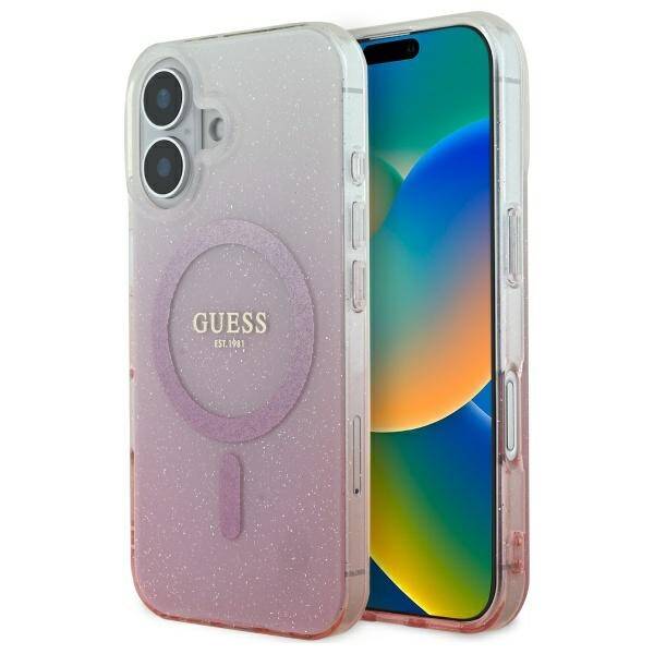 Guess GUHMP16MHGRCELP iPhone 16 Plus 6.7" różowy/pink hardcase IML Glitter Gradient MagSafe