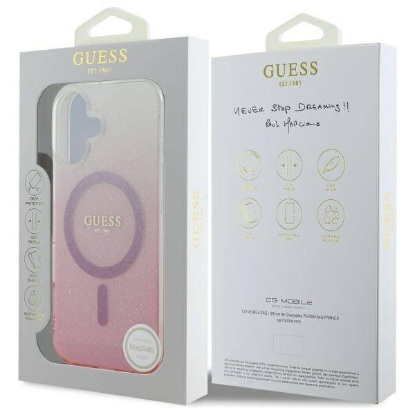 Guess GUHMP16MHGRCELP iPhone 16 Plus 6.7" różowy/pink hardcase IML Glitter Gradient MagSafe