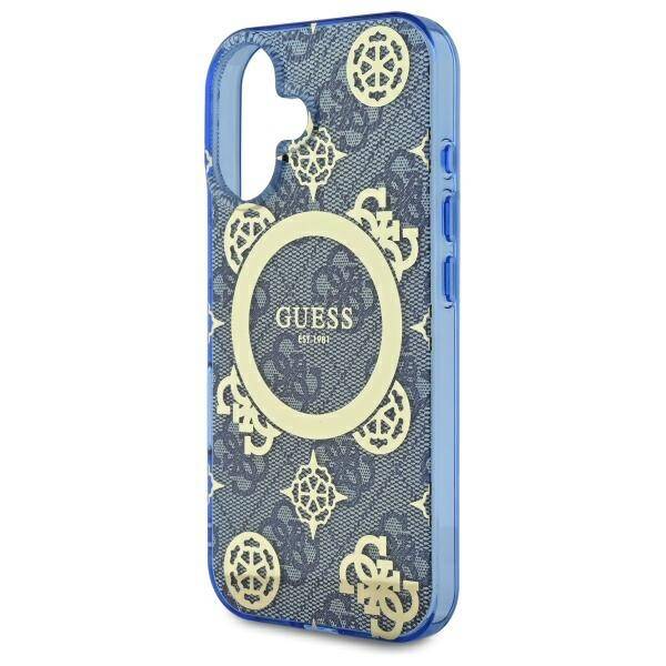 Guess GUHMP16SH4PYEEB iPhone 16 6.1" niebieski/blue hardcase IML Peony On 4G Background MagSafe