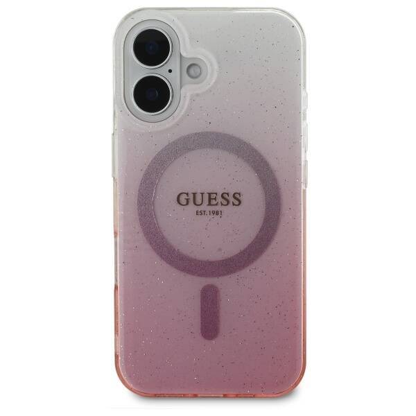 Guess GUHMP16SHGRCELP iPhone 16 6.1" różowy/pink hardcase IML Glitter Gradient MagSafe