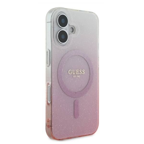 Guess GUHMP16SHGRCELP iPhone 16 6.1" różowy/pink hardcase IML Glitter Gradient MagSafe