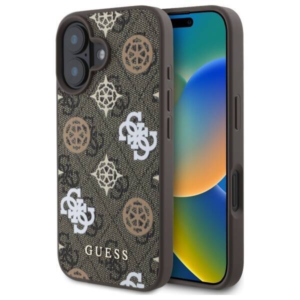 Guess GUHMP16SP4RPSW iPhone 16 brązowy/brown MagSafe 4G Printed Stripes