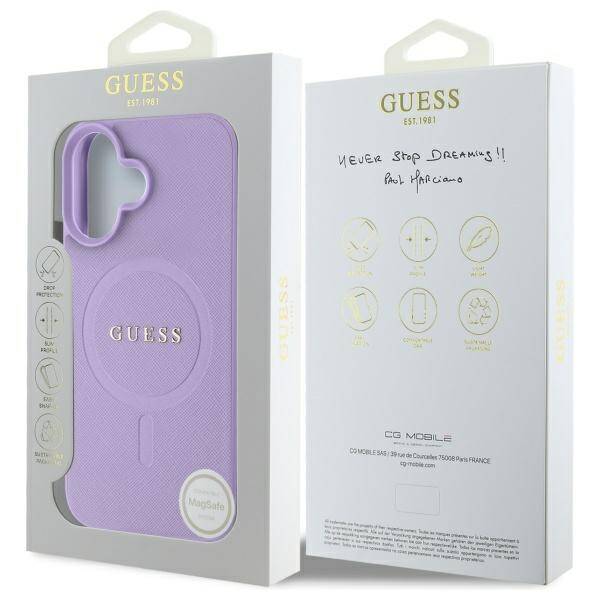 Guess GUHMP16SPSAHMCU iPhone 16 16 6.1" fioletowy/purple hardcase Saffiano MagSafe