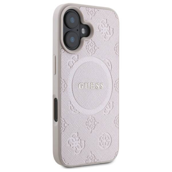 Guess GUHMP16SPSAPSMEP iPhone 16 6,1" różowy/pink HC MagSafe Safiano Peony Classic Logo