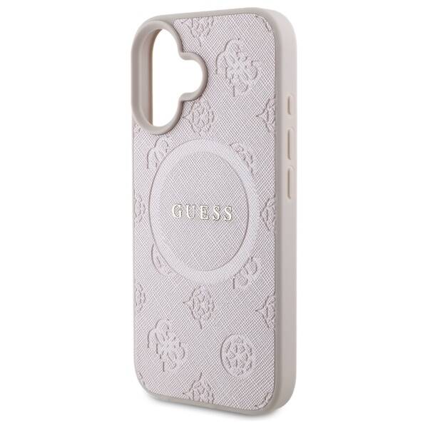 Guess GUHMP16SPSAPSMEP iPhone 16 6,1" różowy/pink HC MagSafe Safiano Peony Classic Logo