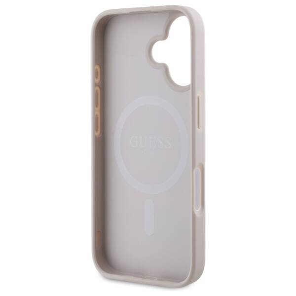 Guess GUHMP16SPSAPSMEP iPhone 16 6,1" różowy/pink HC MagSafe Safiano Peony Classic Logo