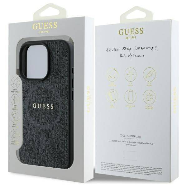 Guess GUHMP16XG4GFRK iPhone 16 Pro Max 6.9" czarny/black hardcase 4G Ring Classic Logo MagSafe