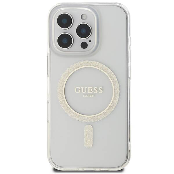 Guess GUHMP16XHFGERET iPhone 16 Pro Max 6.9" przeźroczysty/transparent hardcase IML Glitter Circle MagSafe