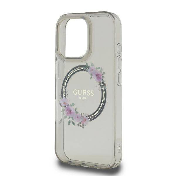 Guess GUHMP16XHFWFCK iPhone 16 Pro Max    6.9" czarny/black hardcase IML Flowers Wreath MagSafe