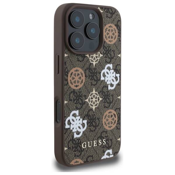 Guess GUHMP16XP4PWPW iPhone 16 Pro Max brązowy/brown MagSafe PU Peony On 4G Background