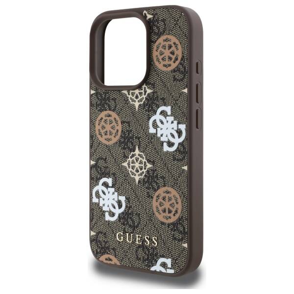 Guess GUHMP16XP4PWPW iPhone 16 Pro Max brązowy/brown MagSafe PU Peony On 4G Background