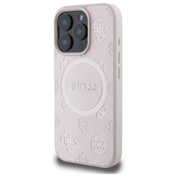 Guess GUHMP16XPSAPSMEP iPhone 16 Pro Max 6,9" różowy/pink HC MagSafe Safiano Peony Classic Logo