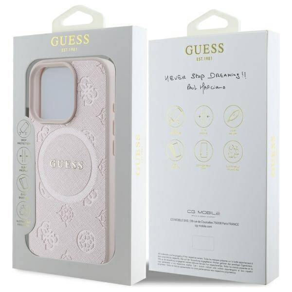 Guess GUHMP16XPSAPSMEP iPhone 16 Pro Max 6,9" różowy/pink HC MagSafe Safiano Peony Classic Logo