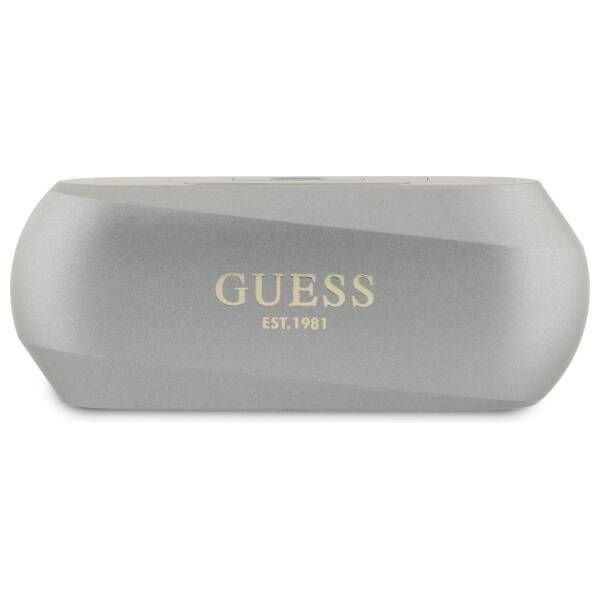 Guess słuchawki Bluetooth GUTWSC2MCDSE    TWS + stacja dokująca taupe Elongated Metalic Printed Logo