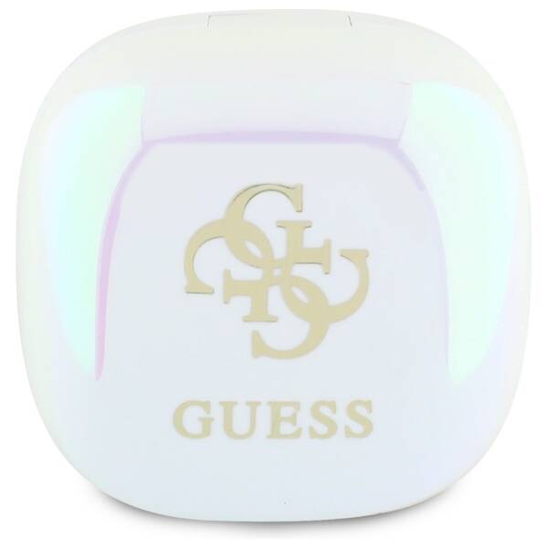 Guess słuchawki Bluetooth GUTWSJ144ESH    TWS + stacja dokująca biały/white Iridescent 4G Printed Logo